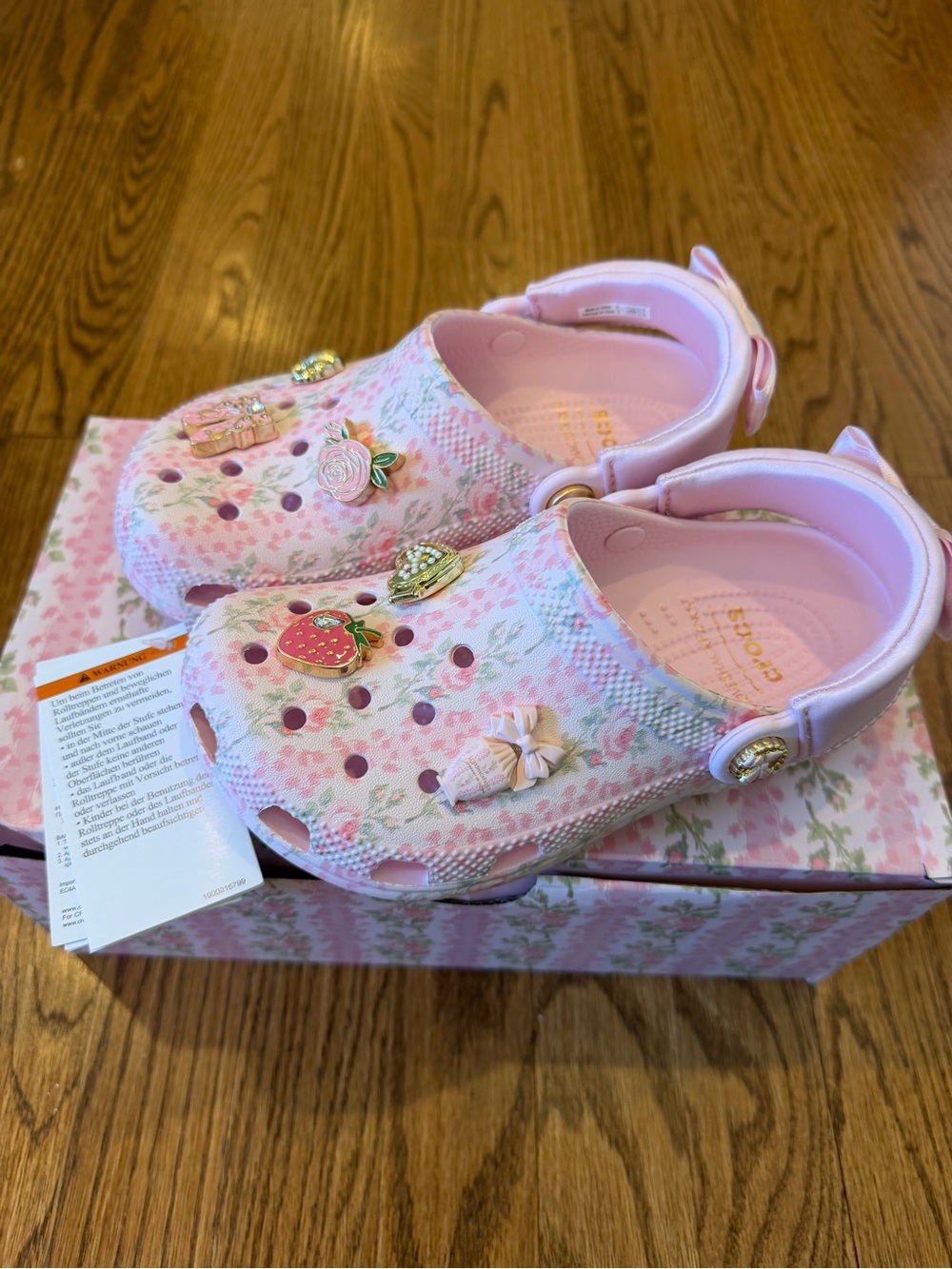 CROC x LOVESHACKFANCY Kids Pink Floral Clogs with Charms